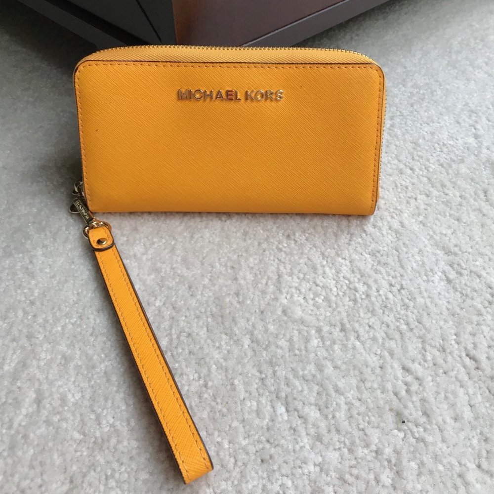 Yellow Michael Kors Wrist Wallet